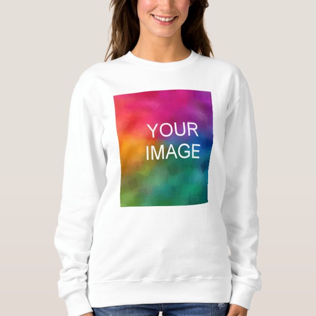 Vorderer Druck Hinzufügen von Text Foto hochladen Sweatshirt (Vorderseite)