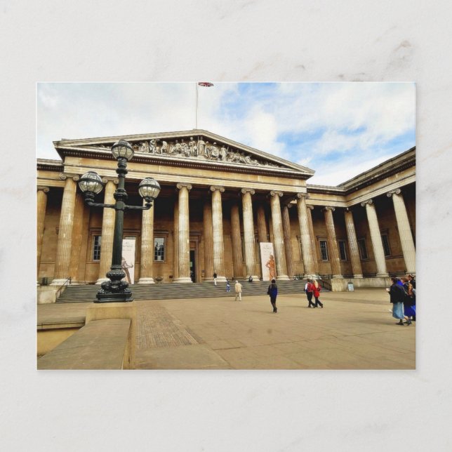 Vorderer Eingang zu British Museum auf Postkarte (Vorderseite)