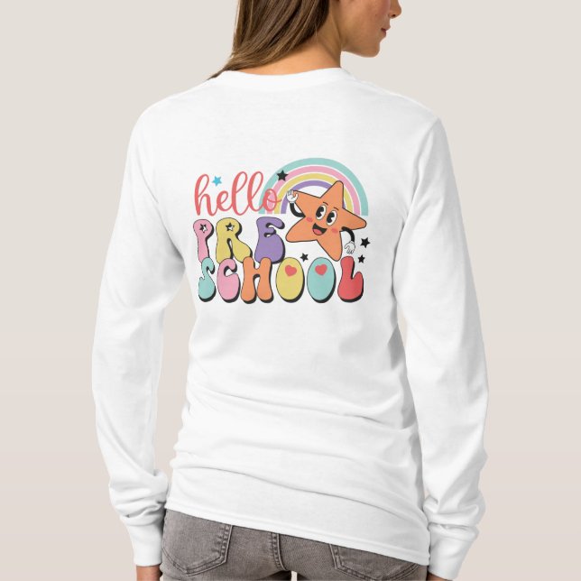 Vorderes Design Doppelseitige Vorschullehrerin T-Shirt (Rückseite)