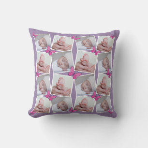 Vorderseite 16 Bilder Collage Pink Butterfly Viole Kissen