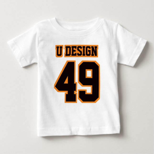 Vorderweißes, schwarzes ORANGE Football Crewneck T Baby T-shirt (Vorderseite)