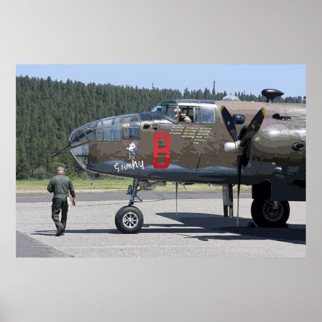 VORFLUG-KARO am MITCHELL B-25 BOMBER Poster (Vorne)