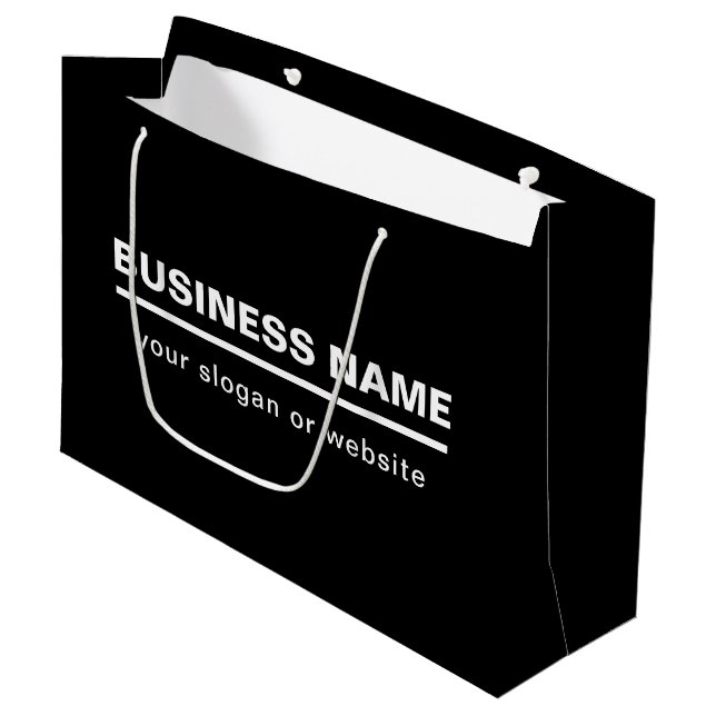 Vorgabe moderner Firmennamen | B&W Große Geschenktüte (Vorderseite Schrägansicht)
