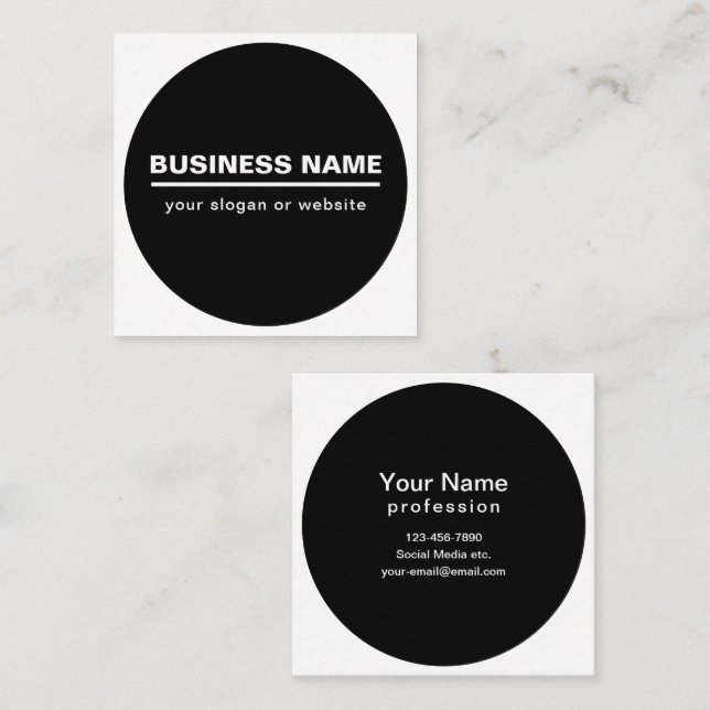 Vorgabe moderner Firmennamen | B&W Quadratische Visitenkarte (Vorne/Hinten)