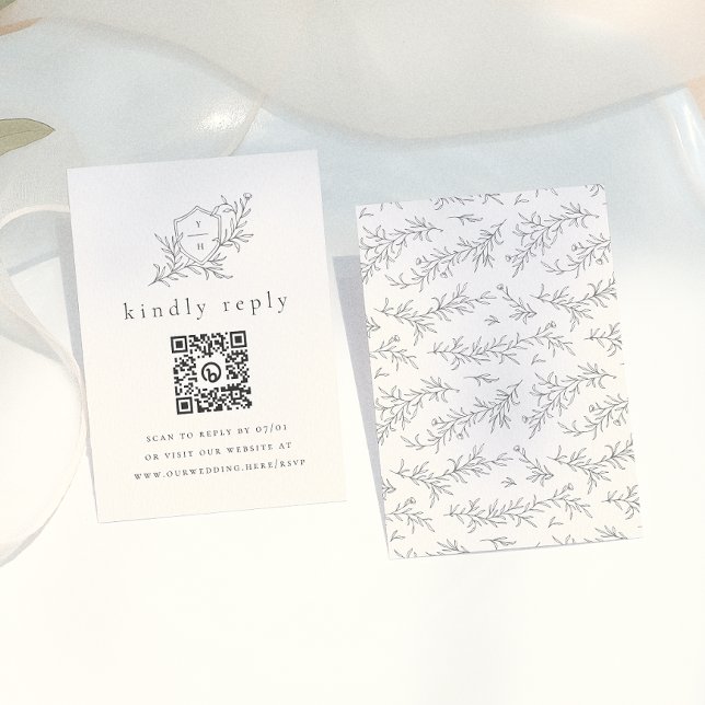 Vorgeschlagene botanische Initialen QR Code Weddin Begleitkarte (Von Creator hochgeladen)