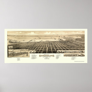 Vorgesetzter, panoramische Karte WI - 1883 Poster