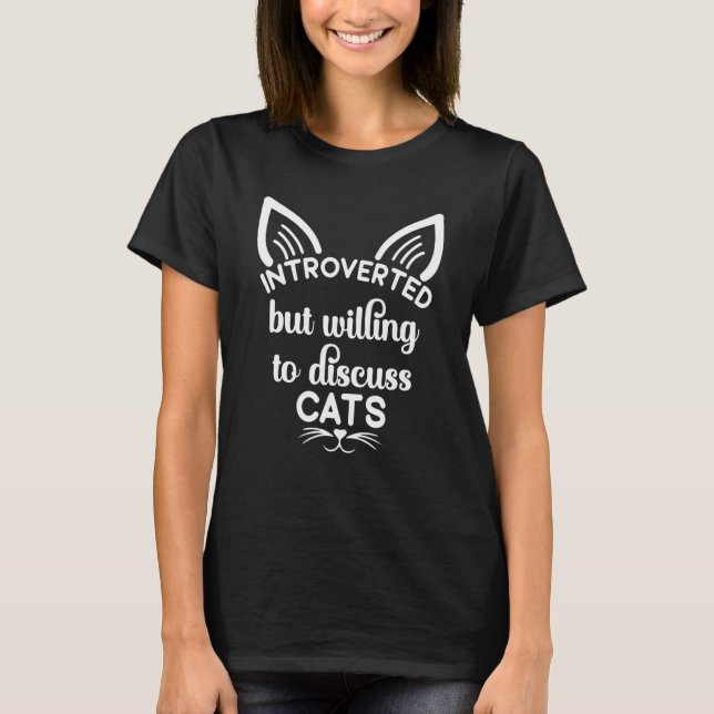Vorgestellt, aber willens, über Katzen lustiges Ki T-Shirt (Vorderseite)