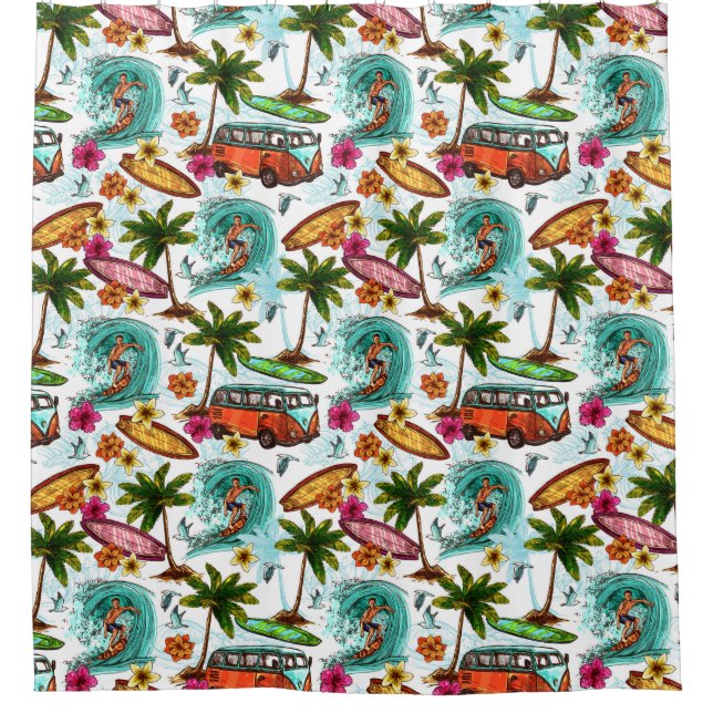 Vorhang zum Surfen/Retro van Dusche (Vorderseite)
