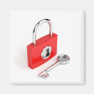 Vorhängeschloß und Schlüssel Magnet