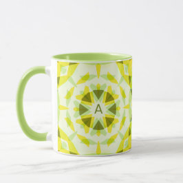 Vorher individueller Monogramm Gelber Grüner Star Tasse