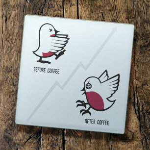 Vorher & Nachher Kaffee Zombie bis zum Rausch Lust Glasuntersetzer