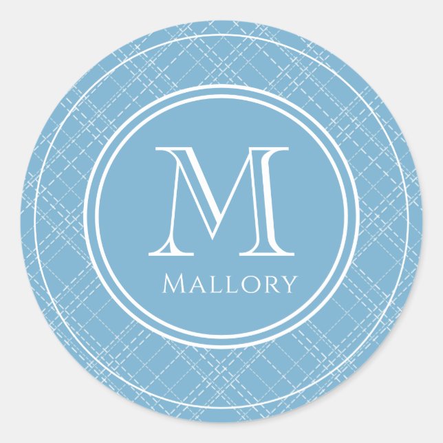 Vorher Name und Anfangsaufkleber für Monogramm Runder Aufkleber (Vorderseite)