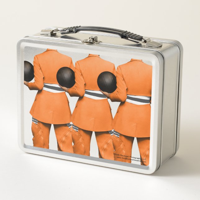 VORHER (orange) Kiste Metall Brotdose (Vorderseite)