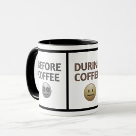 Vorher Während Nachher Kaffee-Stimmungs-Vektor-Art Tasse