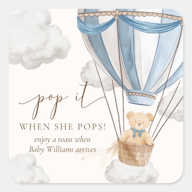 Vorher warten Teddy Bären Pop es, wenn sie Pop Quadratischer Aufkleber (Vorderseite)