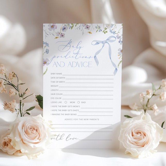 Vorhersagen für Baby Floral Blue Bow Babydusche (Von Creator hochgeladen)