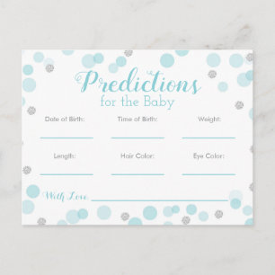 Vorhersagen für Baby Shower Game Blue Silver Einladungspostkarte