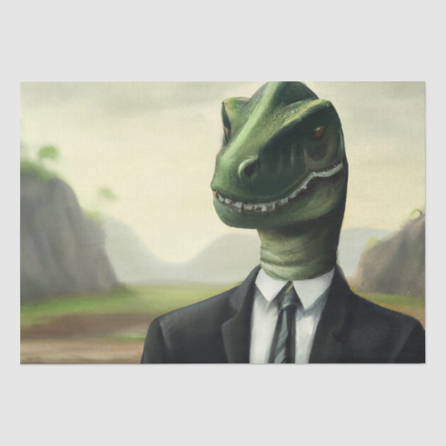 Vorhistorischer Dinosaurier Businessman, Fun AI ge Seidenpapier (Vorderseite)