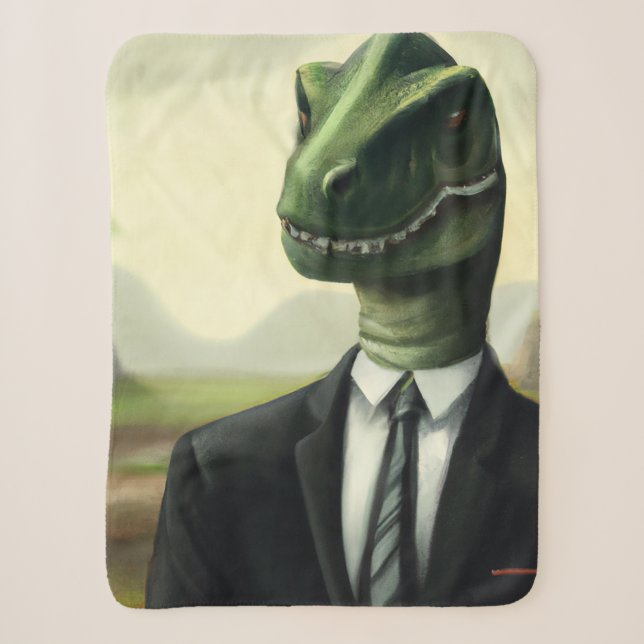 Vorhistorischer Dinosaurier Businessman, Fun AI ge Sherpadecke (Vorderseite)