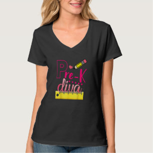 Vorkinder-Diva-Lineal Bleistift Zurück zur Schule T-Shirt