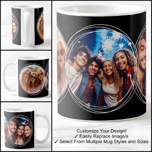 Vorlage 3 Kreisförmige Fotos Collage Schwarz C00 Kaffeetasse