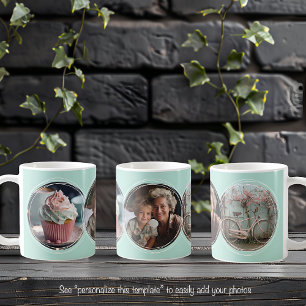 Vorlage 3 Runde Fotos Collage Aqua C112 Kaffeetasse