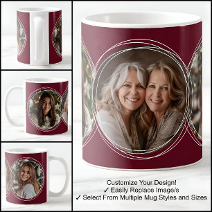 Vorlage 3 Runde Fotos Collage Burgund C31 Kaffeetasse