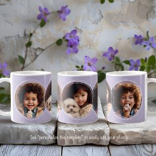 Vorlage 3 Runde Fotos Collage Flieder C123 Kaffeetasse