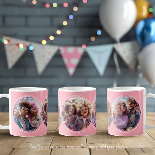 Vorlage 3 Runde Fotos Collage Rosa C51 Kaffeetasse