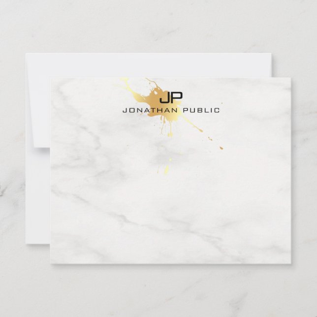 Vorlage aus weißem Marmor Elegant Gold Splash Mono (Vorderseite)