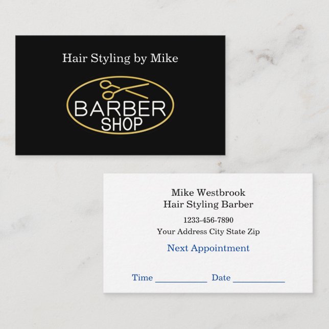 Vorlage "Barber Shop"-Karte Visitenkarte (Vorne/Hinten)