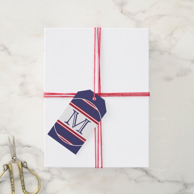 Vorlage - Benutzerdefiniert Text, Monogramm und Ba Geschenkanhänger (Mit Garn)