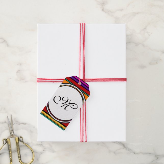 Vorlage - Benutzerdefiniert Text, Monogramm und Ba Geschenkanhänger (Mit Garn)