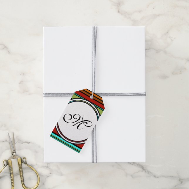 Vorlage - Benutzerdefiniert Text, Monogramm und Ba Geschenkanhänger (Mit Garn)