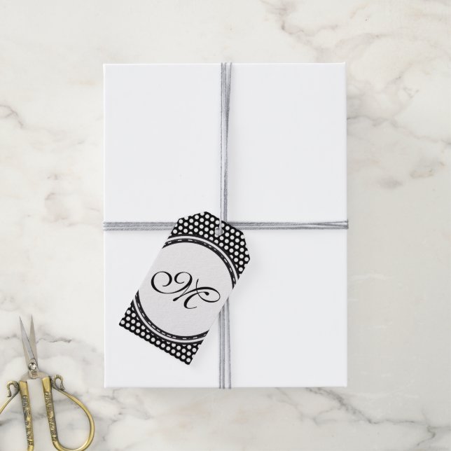 Vorlage - Benutzerdefiniert Text, Monogramm und Ba Geschenkanhänger (Mit Garn)