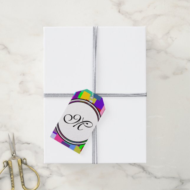 Vorlage - Benutzerdefiniert Text, Monogramm und Ba Geschenkanhänger (Mit Garn)