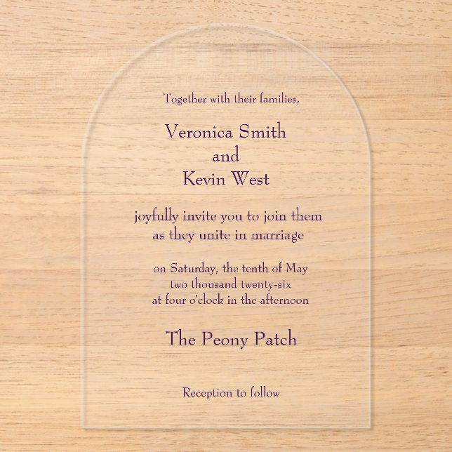 Vorlage Clear Acrylic Wedding Einladung (Vorderseite)