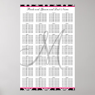 Vorlage Damask Pink Hochzeitsplan Poster
