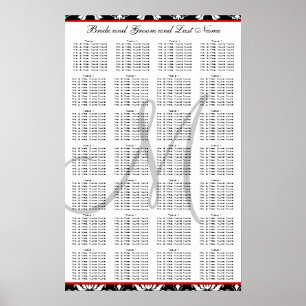 Vorlage Damast Hochzeit Sitzplan Poster