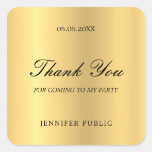 Vorlage Danke Gold Hand Schrift Text Glamour Quadratischer Aufkleber