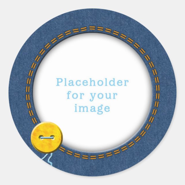 Vorlage "Denim & Button" Runder Aufkleber (Vorderseite)