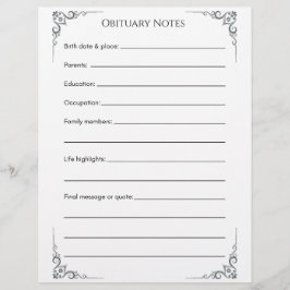 Vorlage der Anmerkungen - Lass zur Lebensabschluss Briefbogen