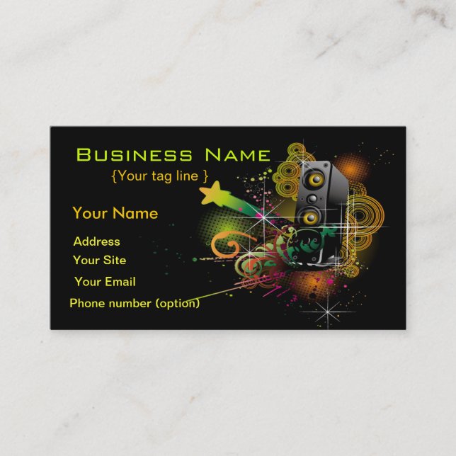 Vorlage der Party Time Business Card Visitenkarte (Vorderseite)