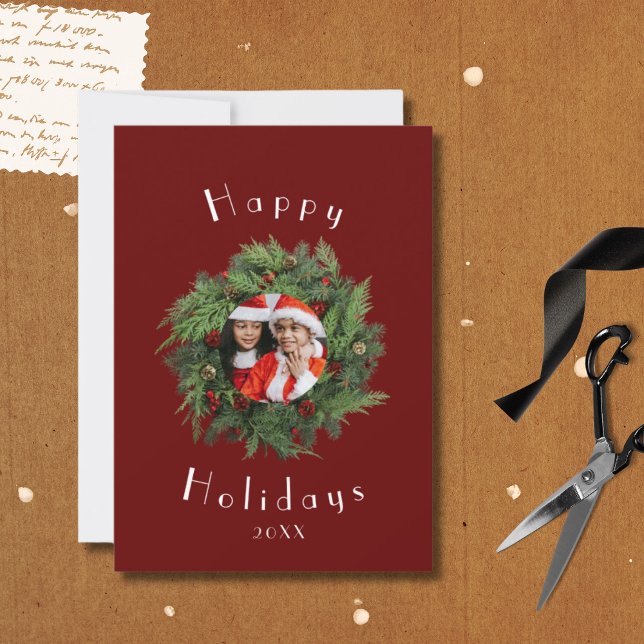 Vorlage der Red Holiday Card - Weihnachtskarten de (Family Christmas Cards Holiday Custom Template)