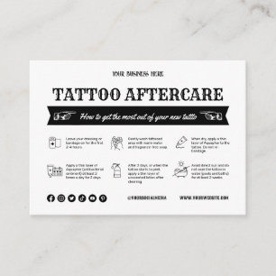 Vorlage der schwarzen Tattoo Aftercare Card mit Sy Visitenkarte