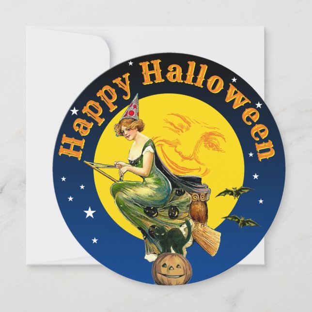 Vorlage der Vintagen Halloween-Grußkarte (Vorderseite)