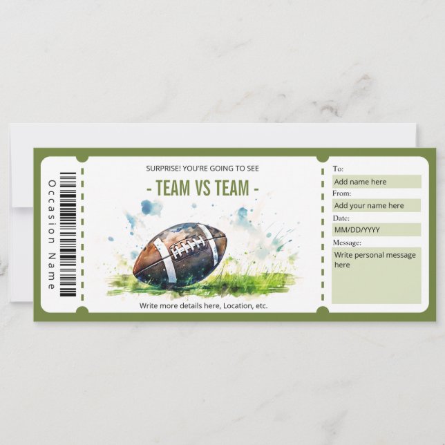 Vorlage des American Football Tickets (Vorderseite)