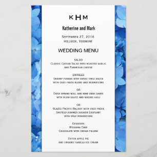 Vorlage des Blumenkorb-Hochzeitmenüs
