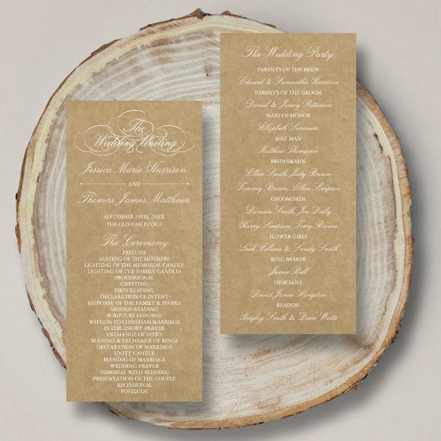 Vorlage des eleganten Country Kraft-Hochzeitsprogr Werbekarte (Von Creator hochgeladen)