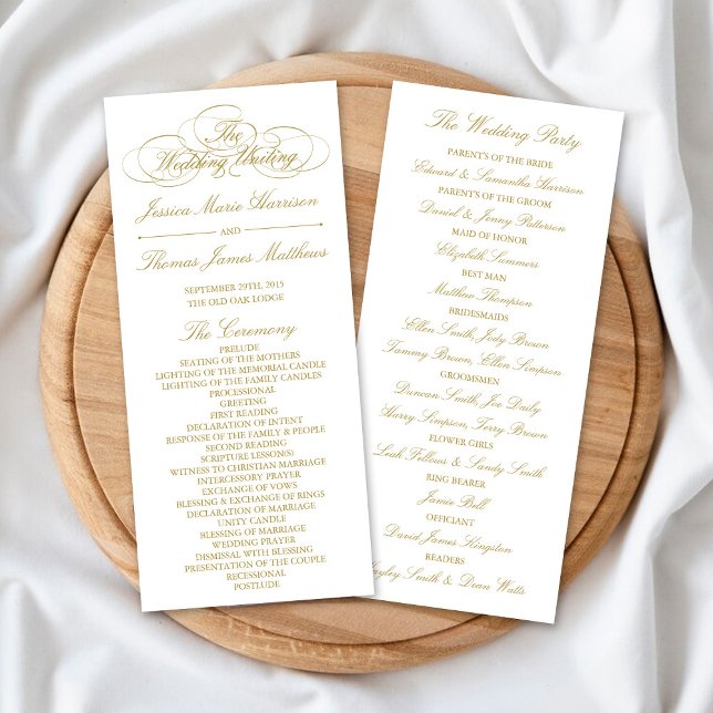 Vorlage des eleganten Gold & White Wedding Program (Von Creator hochgeladen)
